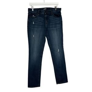 Ann Taylor Loft Boyfriend Denim Blue Jeans Light Distressing Size 4